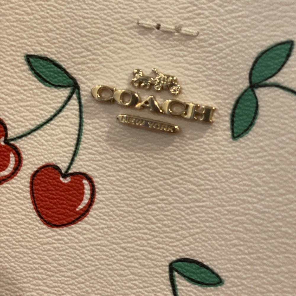 Coach White Cherry Print Crossbody Bag with Red Accents - Picture 4 of 16